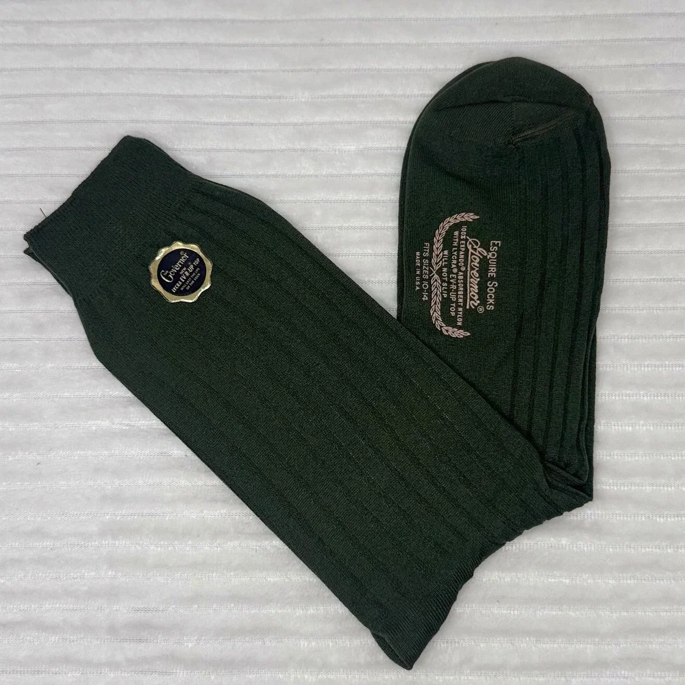 Vintage Deadstock Men's Dress Socks Lot 4 Pairs Green Beige Blue‎ Tan BanLon USA